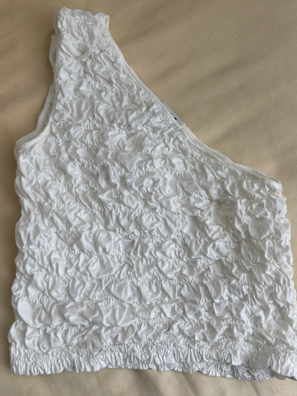 COS White Smocked Texture Crop Top
